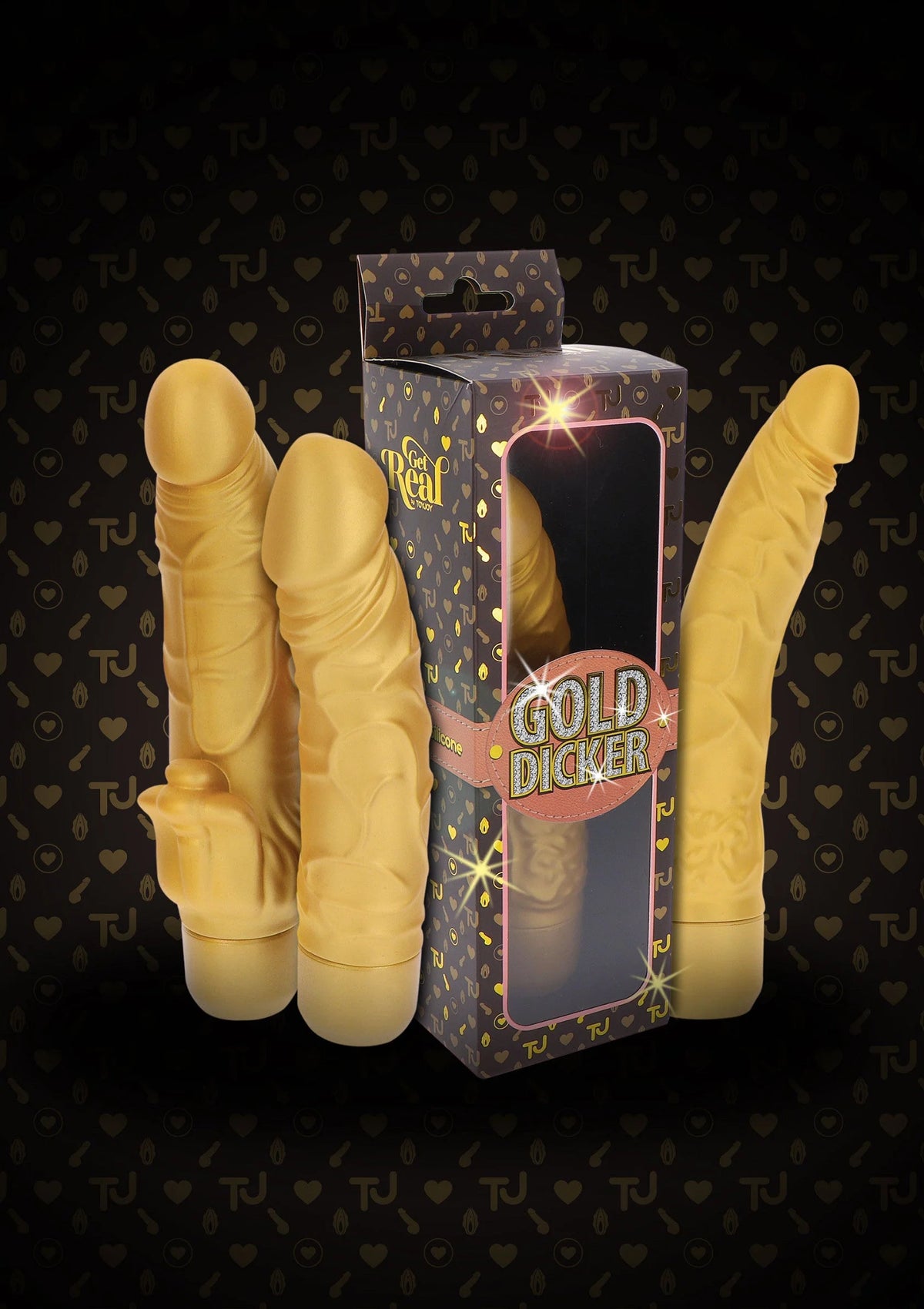 Bestel: Gold Dicker Stim Vibrator 22 cm by ToJoy Get Real - bij Happytoys: de erotische sex webshop | liever Happy dan Easy ⭐⭐⭐⭐⭐