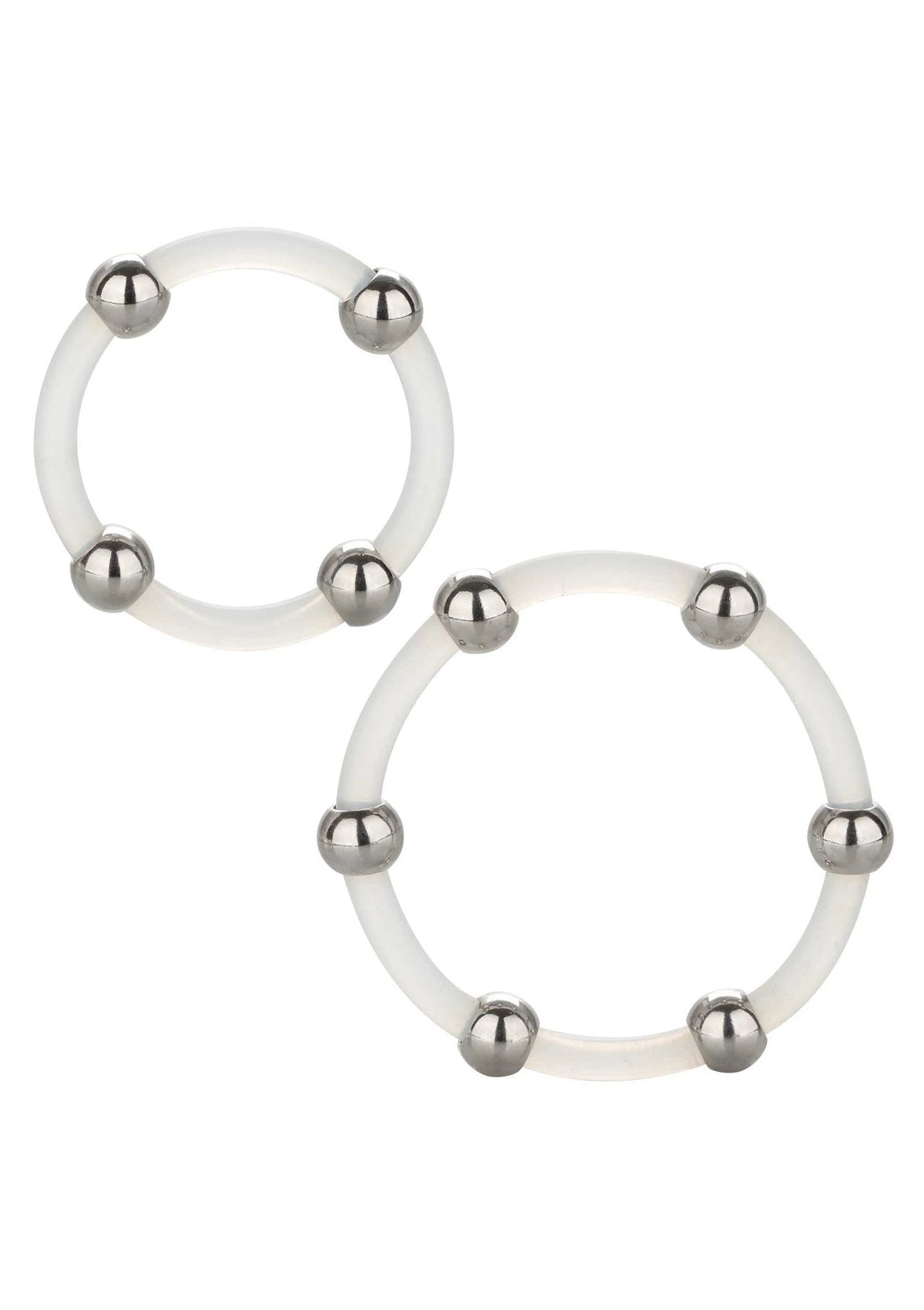 Bestel: Steel Beaded Silicone Ring Set by CalExotics Rings - bij Happytoys.nl, happytoys.be, Happytoys.ae: erotische sex webshop | liever Happy dan Easy âââââ - Default Title - 12767 - CLEAR