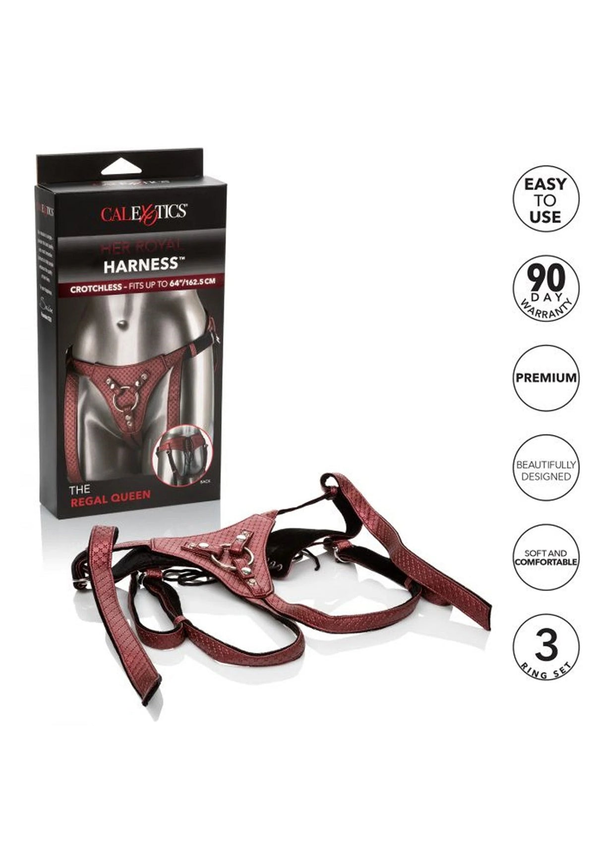 Bestel: The Regal Queen Strapon Harness by CalExotics Her Royal Harness - bij Happytoys.nl, happytoys.be, Happytoys.ae: erotische sex webshop | liever Happy dan Easy ⭐⭐⭐⭐⭐