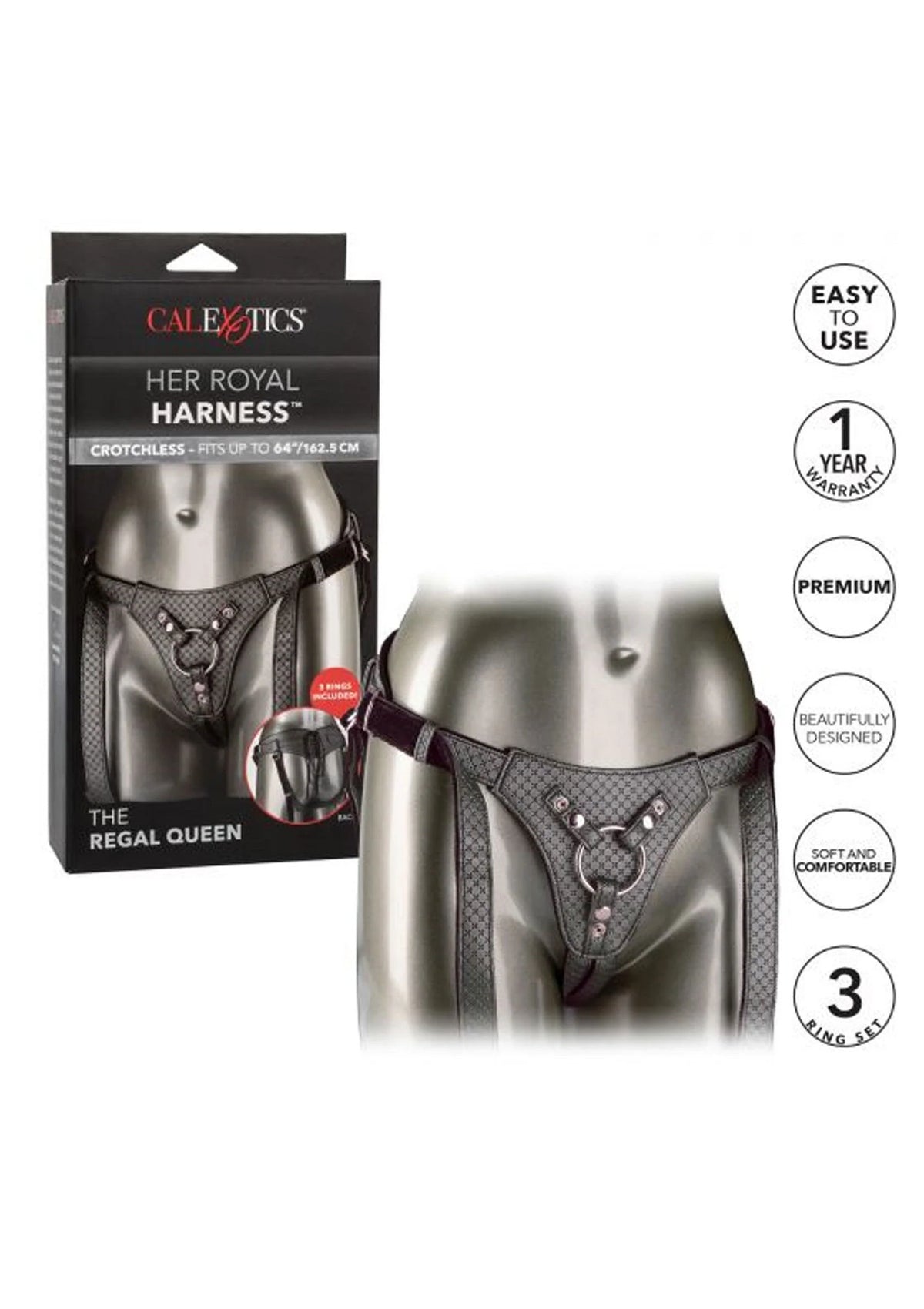 Bestel: The Regal Queen Strapon Harness by CalExotics Her Royal Harness - bij Happytoys.nl, happytoys.be, Happytoys.ae: erotische sex webshop | liever Happy dan Easy ⭐⭐⭐⭐⭐