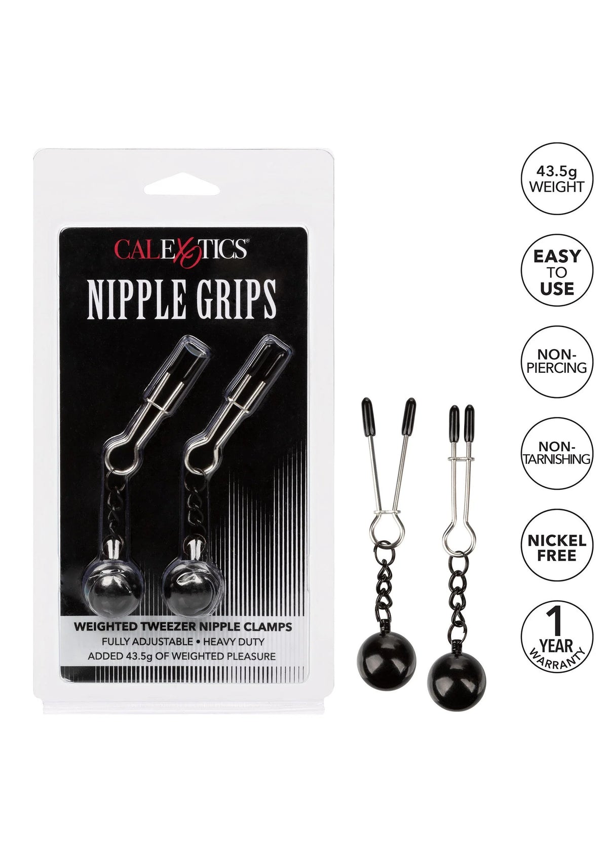 Bestel: Weighted Tweezer Nipple Clamps by CalExotics - bij Happytoys.nl, happytoys.be, Happytoys.ae: erotische sex webshop | liever Happy dan Easy ⭐⭐⭐⭐⭐