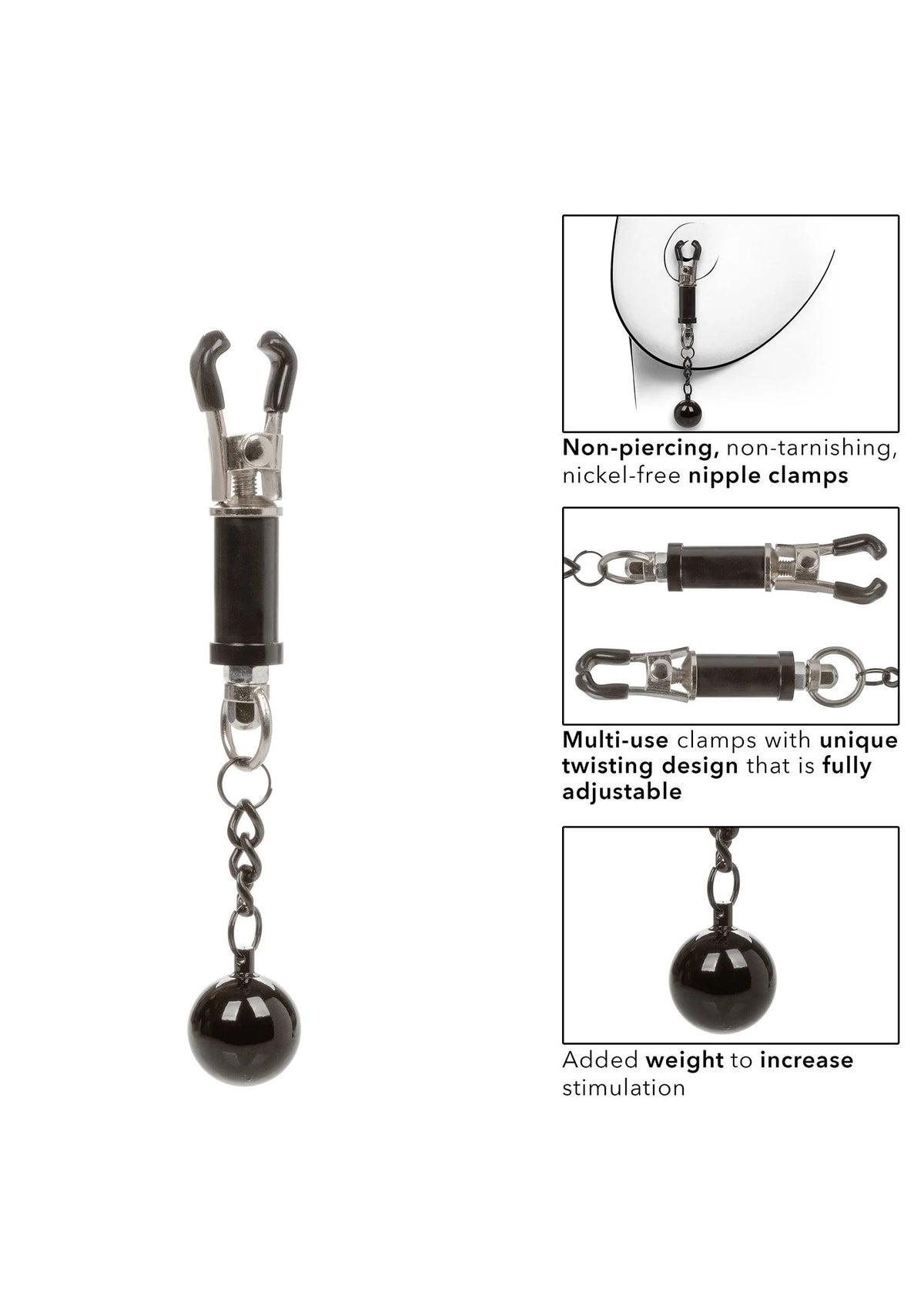 Bestel: Nipple Grips Weighted Twist Nipple Clamps by CalExotics - bij Happytoys.nl, happytoys.be, Happytoys.ae: erotische sex webshop | liever Happy dan Easy βββββ