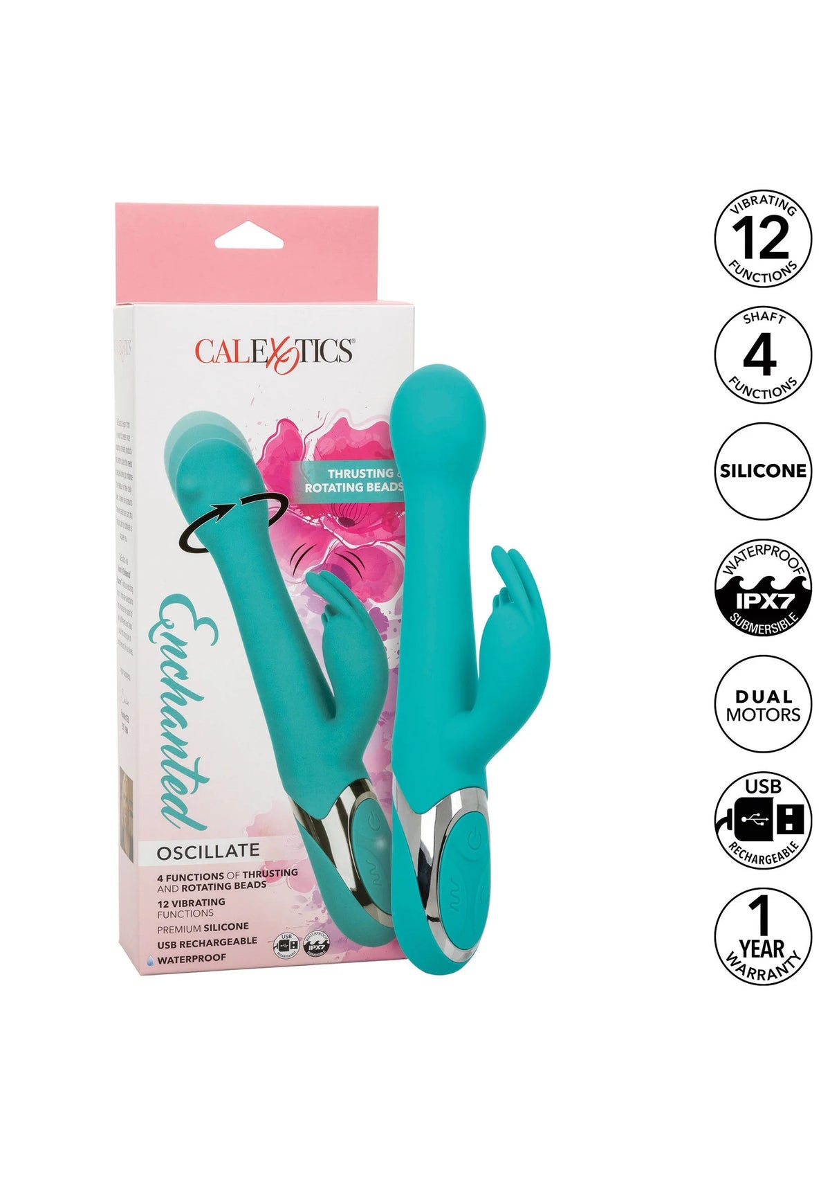 Bestel: Enchanted Oscillate Thrusting, Rotating double vibrator by CalExotics - bij Happytoys.nl, happytoys.be, Happytoys.ae: erotische sex webshop | liever Happy dan Easy ⭐⭐⭐⭐⭐
