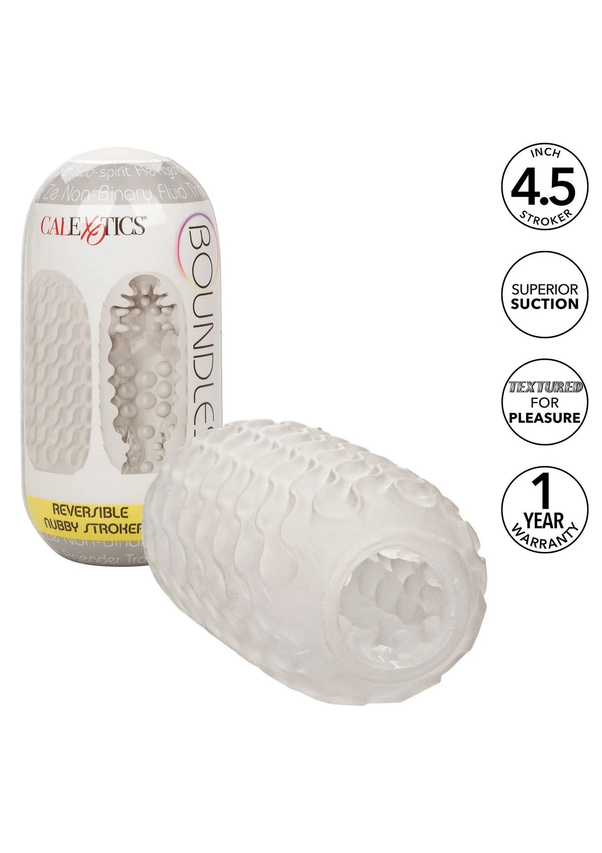 Bestel: Boundless Reversible Nubby Stroker by CalExotics - bij Happytoys.nl, happytoys.be, Happytoys.ae: erotische sex webshop | liever Happy dan Easy ⭐⭐⭐⭐⭐