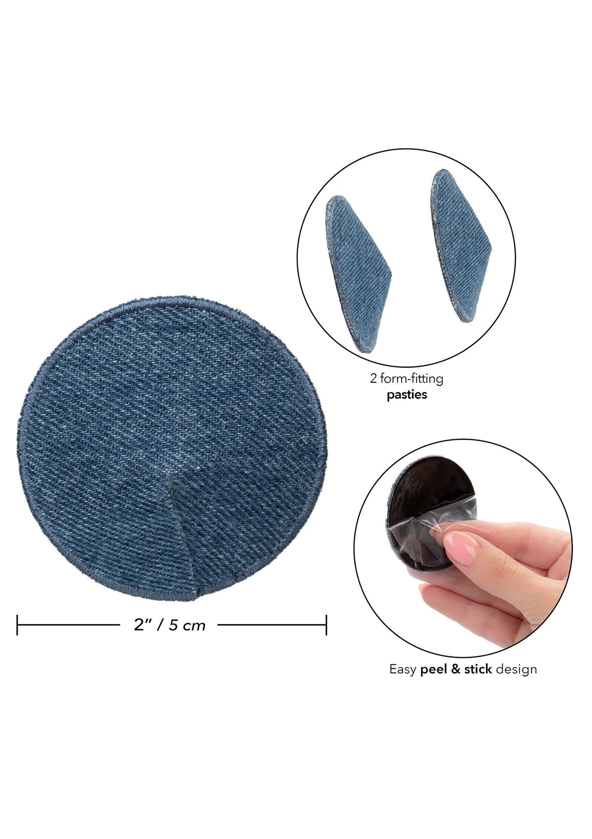 Bestel: Ride 'em Premium Denim Collection Round Pasties by CalExotics - bij Happytoys.nl, happytoys.be, Happytoys.ae: erotische sex webshop | liever Happy dan Easy âââââ