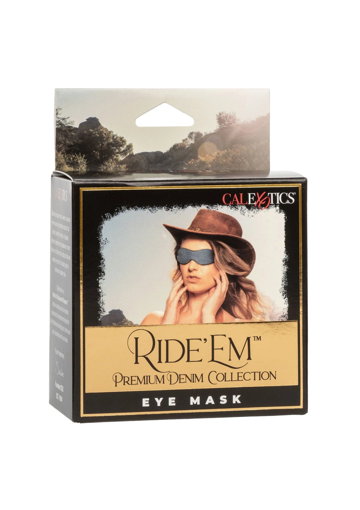 Bestel: Ride 'em Premium Denim Collection Eye Mask by CalExotics - bij Happytoys.nl, happytoys.be, Happytoys.ae: erotische sex webshop | liever Happy dan Easy ⭐⭐⭐⭐⭐