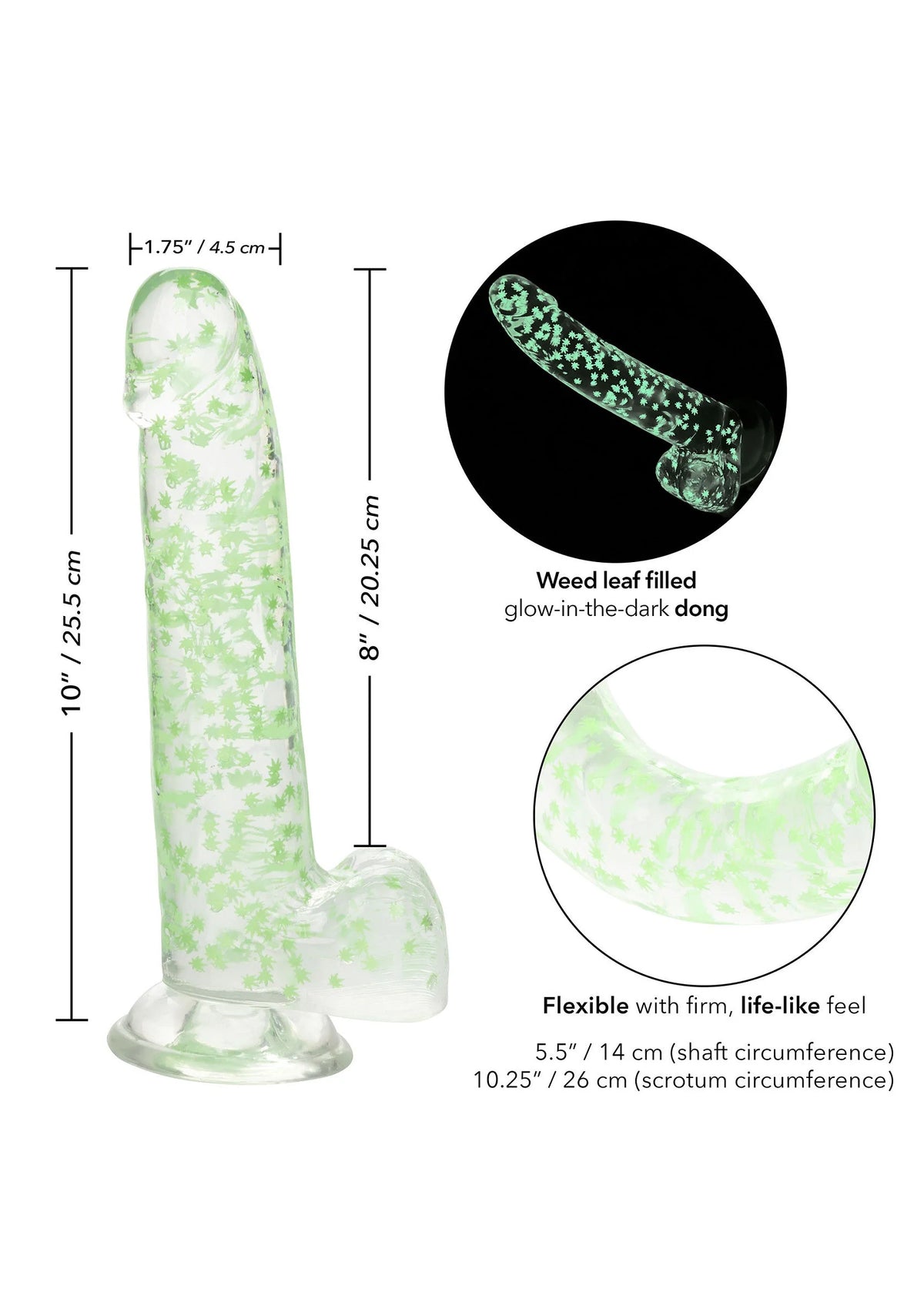 Bestel: Naughty Bits I Leaf Dick Glow - In - The - Dark Weed Leaf Dildo by CalExotics - bij Happytoys.nl, happytoys.be, Happytoys.ae: erotische sex webshop | liever Happy dan Easy ⭐⭐⭐⭐⭐