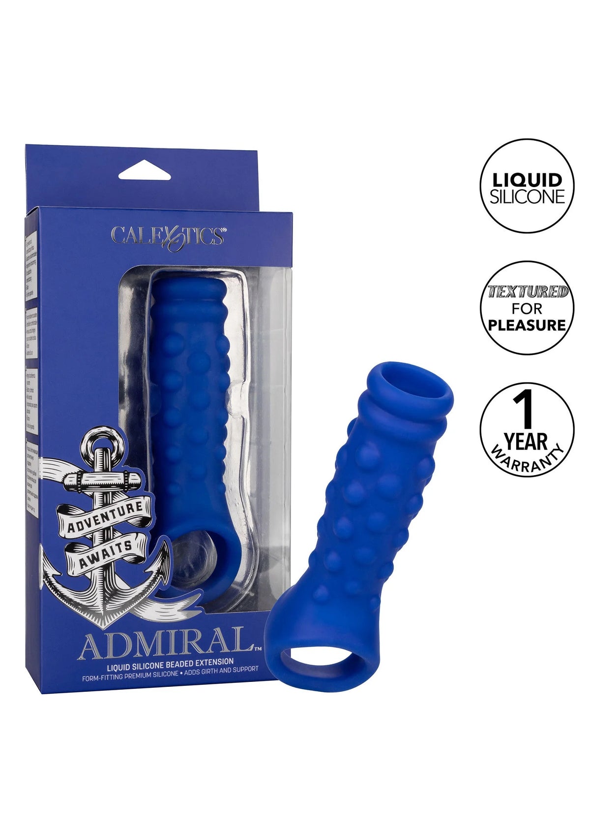 Bestel: Admiral Liquid Silicone Beaded Extension by CalExotics - bij Happytoys.nl, happytoys.be, Happytoys.ae: erotische sex webshop | liever Happy dan Easy ⭐⭐⭐⭐⭐