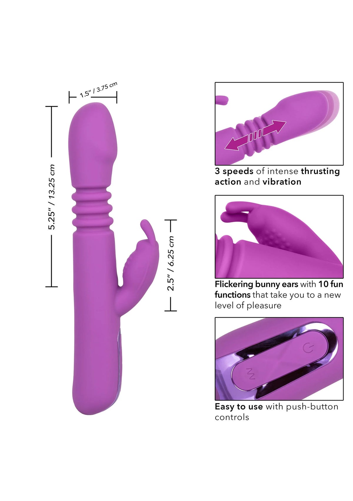 Bestel: Jack Rabbit Elite Thrusting Rabbit vibrator by CalExotics - bij Happytoys.nl, happytoys.be, Happytoys.ae: erotische sex webshop | liever Happy dan Easy ⭐⭐⭐⭐⭐