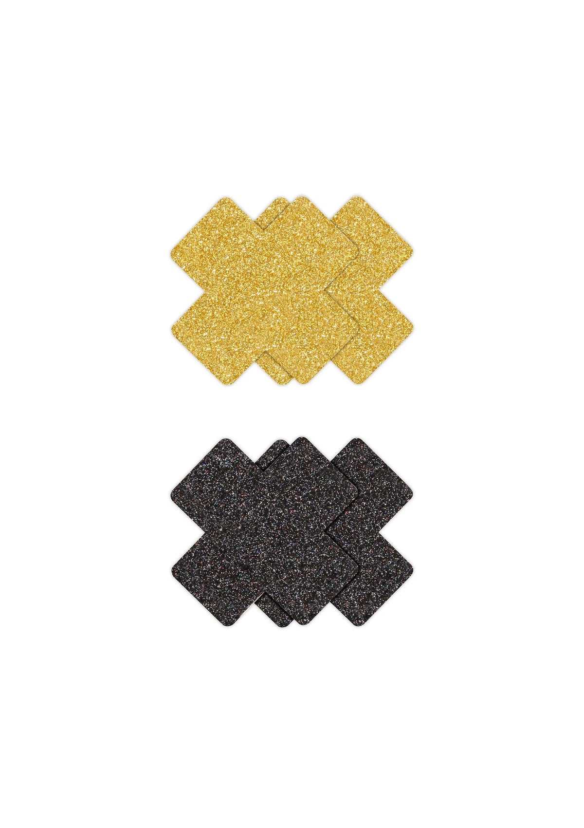 Bestel: Pasties Glitter Cross 2 Pair by NS Novelties - bij Happytoys: de erotische sex webshop | liever Happy dan Easy ⭐⭐⭐⭐⭐ - Zwart - 19169 - BLACK
