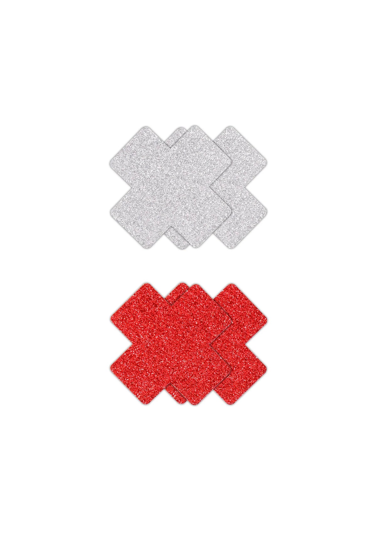 Bestel: Pasties Glitter Cross 2 Pair by NS Novelties - bij Happytoys.nl, happytoys.be, Happytoys.ae: erotische sex webshop | liever Happy dan Easy ⭐⭐⭐⭐⭐ - Rood - 19169 - RED