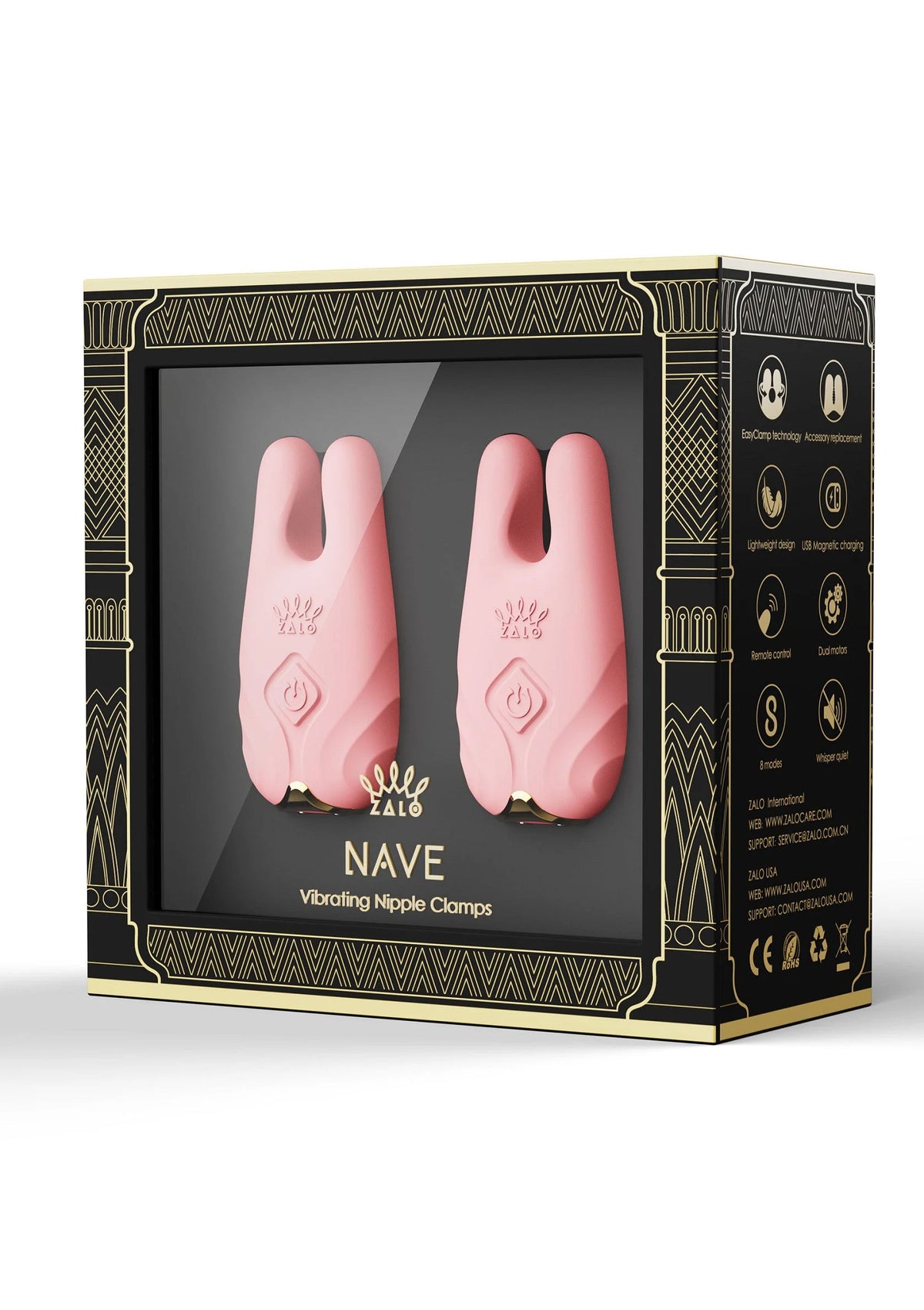 Bestel: Nave Vibrating Nipple Clamps Pink by Zalo - bij Happytoys.nl, happytoys.be, Happytoys.ae: erotische sex webshop | liever Happy dan Easy ⭐⭐⭐⭐⭐