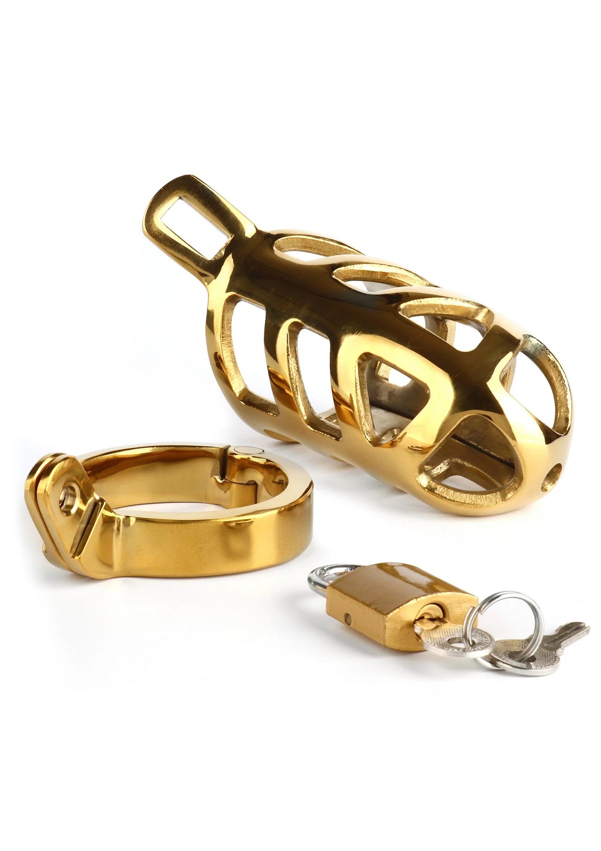 Bestel: Brutal Chastity Cage Gold by Mr. Steel - bij Happytoys.nl, happytoys.be, Happytoys.ae: erotische sex webshop | liever Happy dan Easy ⭐⭐⭐⭐⭐