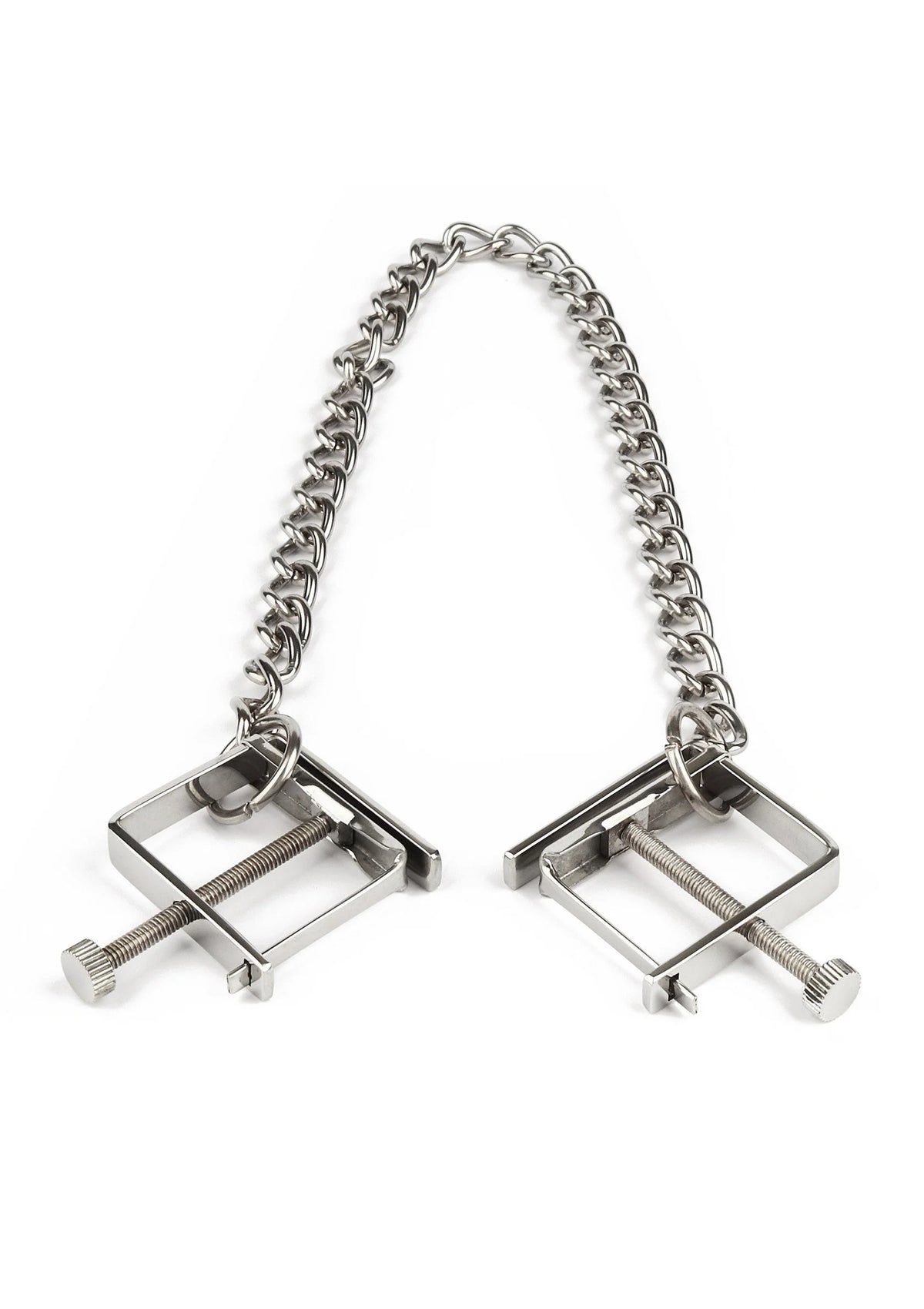 Bestel: Press Nipple Clamps With Chain by Mr. Steel - bij Happytoys.nl, happytoys.be, Happytoys.ae: erotische sex webshop | liever Happy dan Easy ⭐⭐⭐⭐⭐