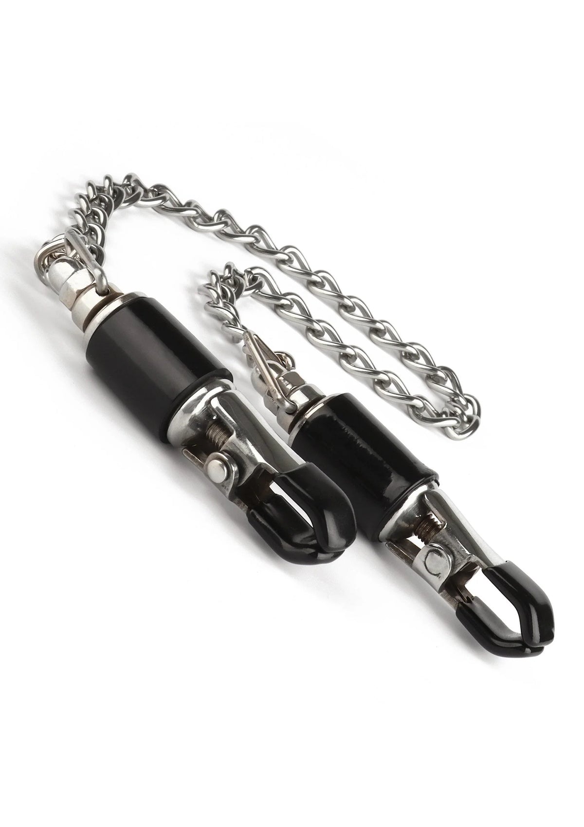 Bestel: Barrel Tit Clamps With Chain by Mr. Steel - bij Happytoys.nl, happytoys.be, Happytoys.ae: erotische sex webshop | liever Happy dan Easy ⭐⭐⭐⭐⭐ - Default Title - 38413 - SILVER