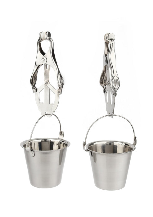 Bestel: Nipple Clamps with Buckets by Mr. Steel - bij Happytoys.nl, happytoys.be, Happytoys.ae: erotische sex webshop | liever Happy dan Easy ⭐⭐⭐⭐⭐