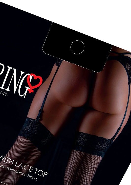 Bestel: Net Stockings with Lace Top - bij Happytoys: de erotische sex webshop | liever Happy dan Easy ⭐⭐⭐⭐⭐