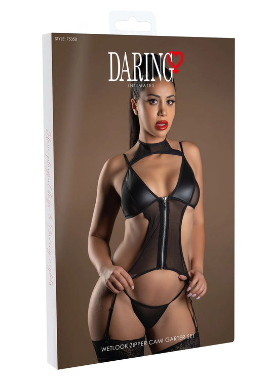 Bestel: Wetlook Zipper Cami Garter Set by Daring Intimates Naughty Whispers - bij Happytoys: de erotische sex webshop | liever Happy dan Easy ⭐⭐⭐⭐⭐