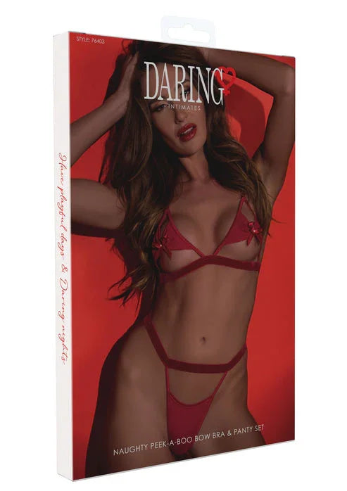 Bestel: Peek - a - Boo Bow Bra & Panty Set by Daring Intimates - bij Happytoys.nl, happytoys.be, Happytoys.ae: erotische sex webshop | liever Happy dan Easy ⭐⭐⭐⭐⭐