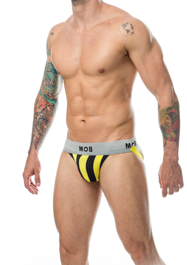 Bestel: MOB Stripe Classic Jock by MOB Eroticware - bij Happytoys.nl, happytoys.be, Happytoys.ae: erotische sex webshop | liever Happy dan Easy ⭐⭐⭐⭐⭐ - Geel - XXL - 81337 - YELLOW - XXL