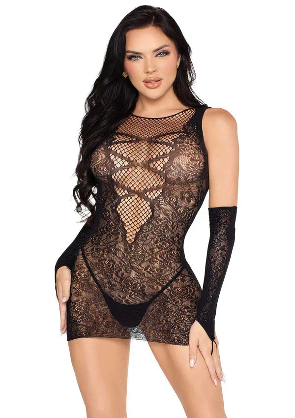 Bestel: Mini Dress and Matching Gloves by Leg Avenue - bij Happytoys.nl, happytoys.be, Happytoys.ae: erotische sex webshop | liever Happy dan Easy âââââ - One Size - 81679 - BLACK - O/S