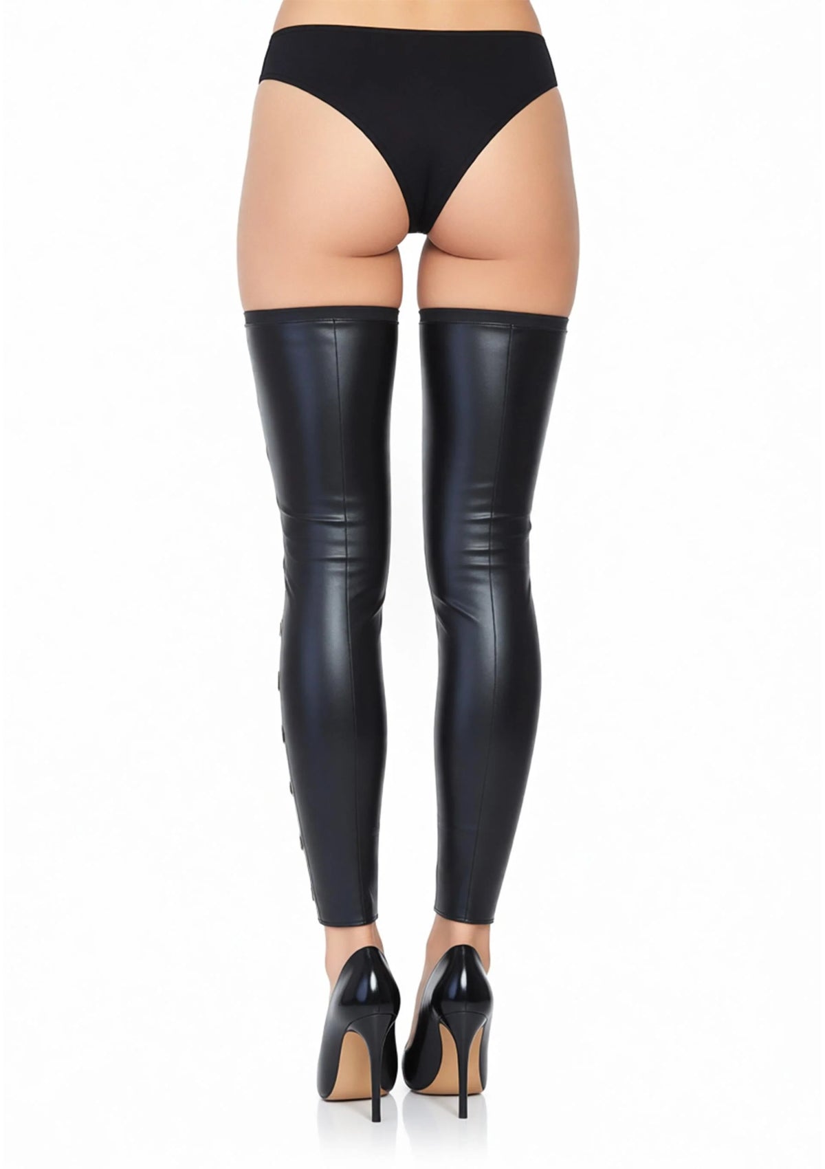Bestel: Wetlook Footless Lace Up Thigh by Leg Avenue - bij Happytoys.nl, happytoys.be, Happytoys.ae: erotische sex webshop | liever Happy dan Easy ⭐⭐⭐⭐⭐