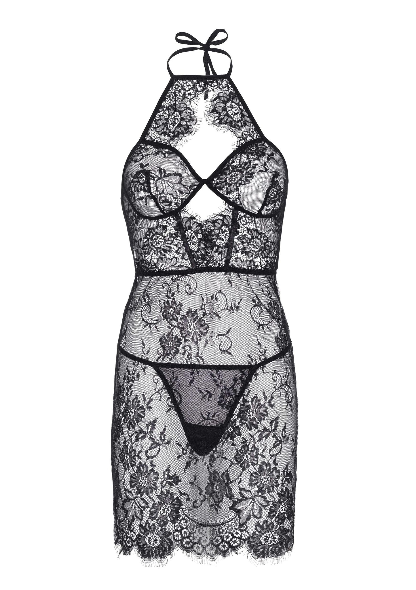Dress with Scalloped Lace and String
