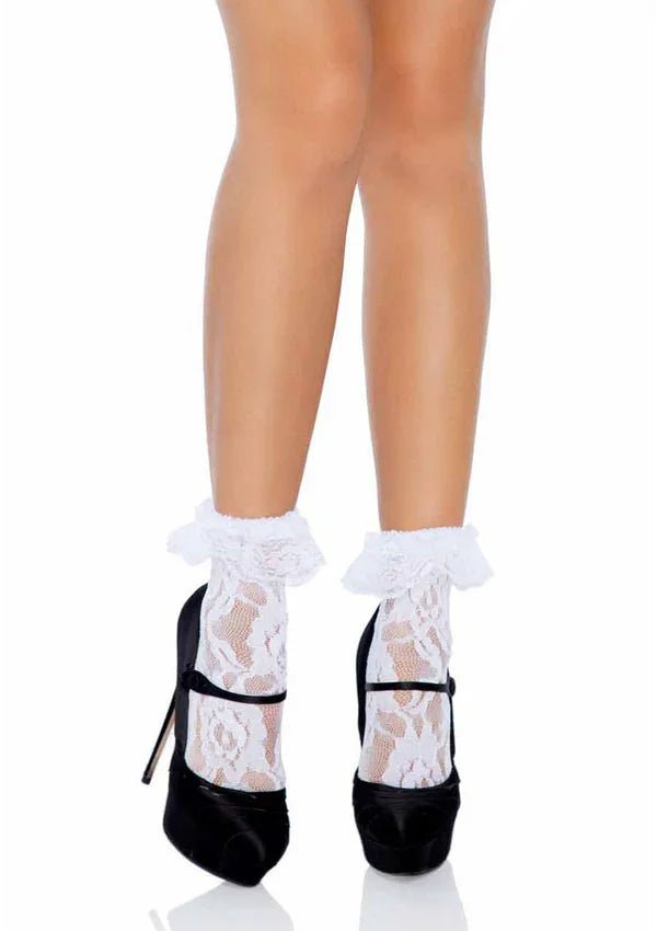 Bestel: Lace Socks with Ruffle by Leg Avenue - bij Happytoys.nl, happytoys.be, Happytoys.ae: erotische sex webshop | liever Happy dan Easy ⭐⭐⭐⭐⭐