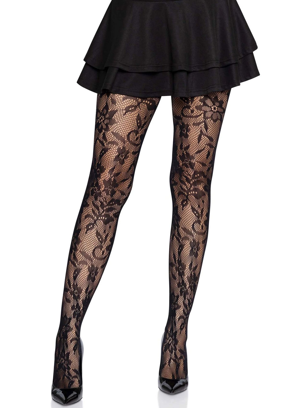 Bestel: Seamless Floral Lace Pantyhose - bij Happytoys.nl, happytoys.be, Happytoys.ae: erotische sex webshop | liever Happy dan Easy ⭐⭐⭐⭐⭐ - Default Title - 88033 - BLACK - O/S