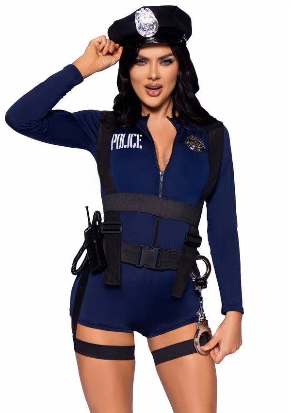 Bestel: Flirty Cop Romper Police Uniform by Leg Avenue - bij Happytoys.nl, happytoys.be, Happytoys.ae: erotische sex webshop | liever Happy dan Easy âââââ - L - 88240 - BLUE - L