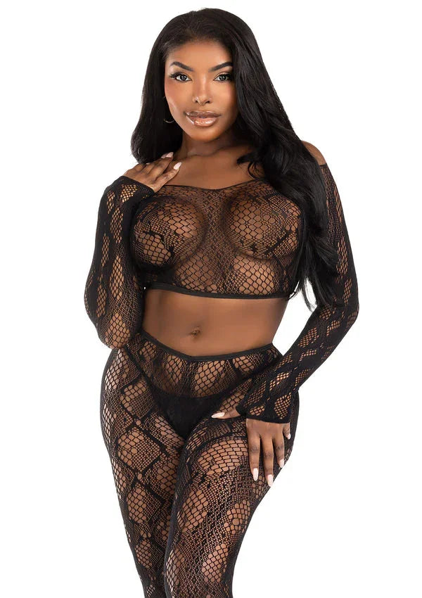 Bestel: Python Crop Top & Footless Tights by Leg Avenue - bij Happytoys.nl, happytoys.be, Happytoys.ae: erotische sex webshop | liever Happy dan Easy âââââ - One Size - Zwart - 89373 - BLACK - O/S