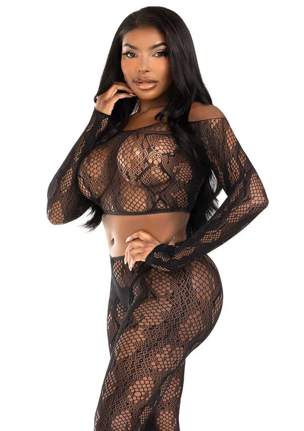 Bestel: Python Crop Top & Footless Tights by Leg Avenue - bij Happytoys.nl, happytoys.be, Happytoys.ae: erotische sex webshop | liever Happy dan Easy âââââ