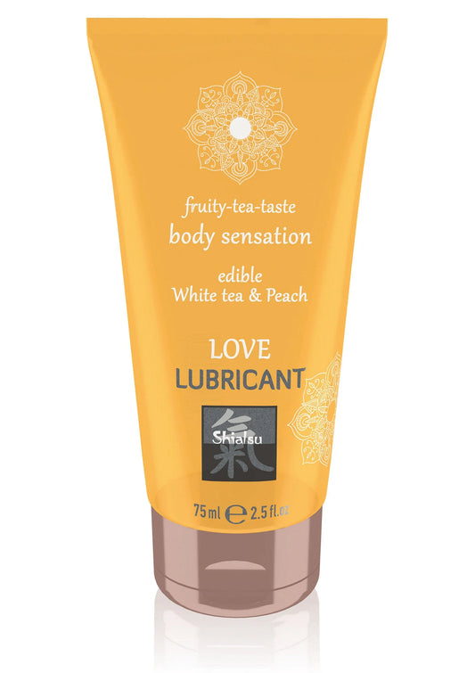 Bestel: Edible Love Lubricant 75 ml Peach by Shiatsu Hot - bij Happytoys: de erotische sex webshop | liever Happy dan Easy ⭐⭐⭐⭐⭐