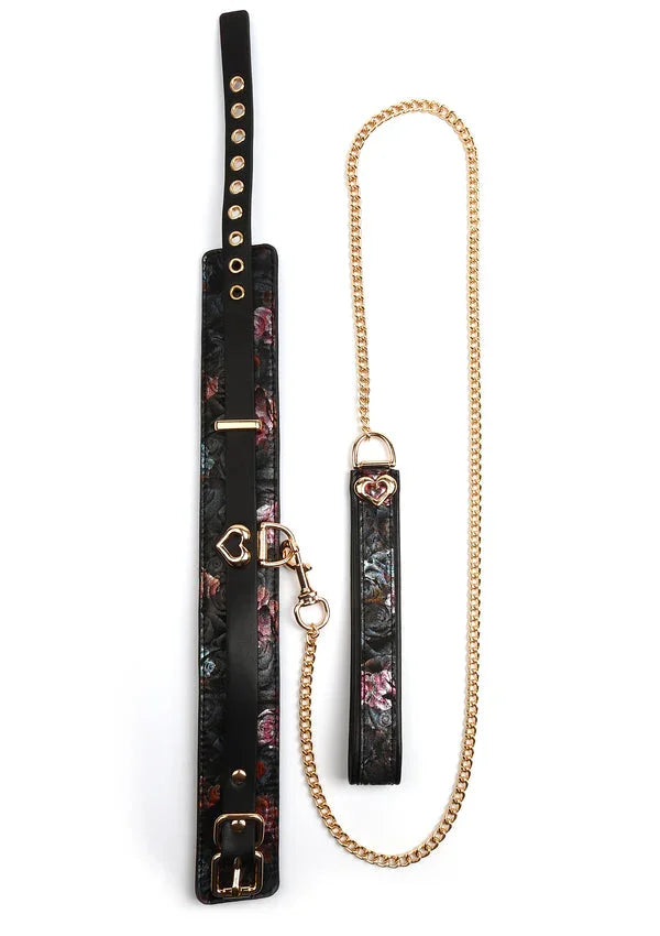 Bestel: Floral Jacquard Collar & Leash by Geisha - bij Happytoys.nl, happytoys.be, Happytoys.ae: erotische sex webshop | liever Happy dan Easy âââââ - Default Title - 90700 - BLACK