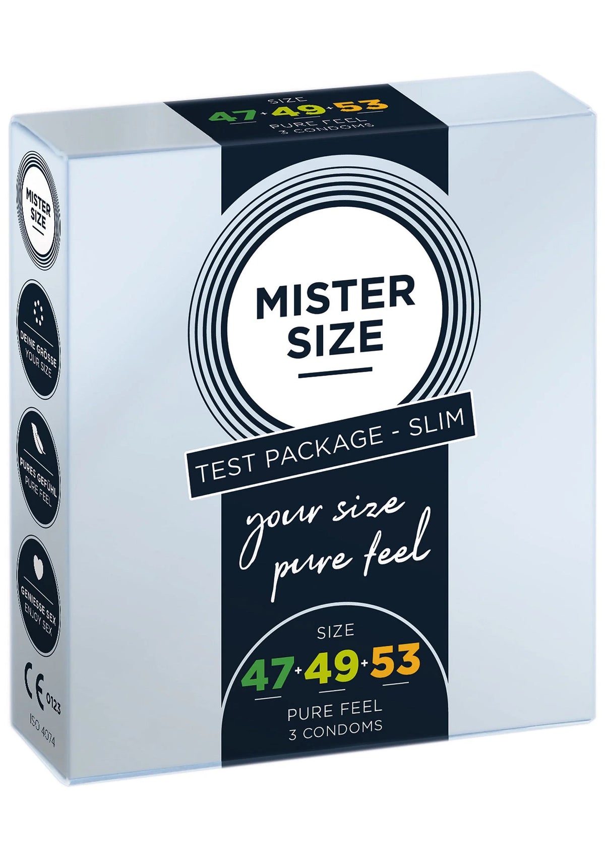 Bestel: 47 - 49 - 53mm 3 - pack condoms by Mister Size - bij Happytoys.nl, happytoys.be, Happytoys.ae: erotische sex webshop | liever Happy dan Easy ⭐⭐⭐⭐⭐