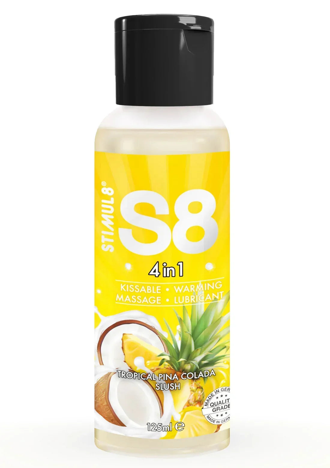 Bestel: S8 4 - in - 1 Dessert Lubricant 125 ml by Stimul8 - glijmiddel bij Happytoys.nl, happytoys.be, Happytoys.ae: erotische sex webshop | liever Happy dan Easy ⭐⭐⭐⭐⭐ - Pineapple - 97433 - PINEAPPLE - 125