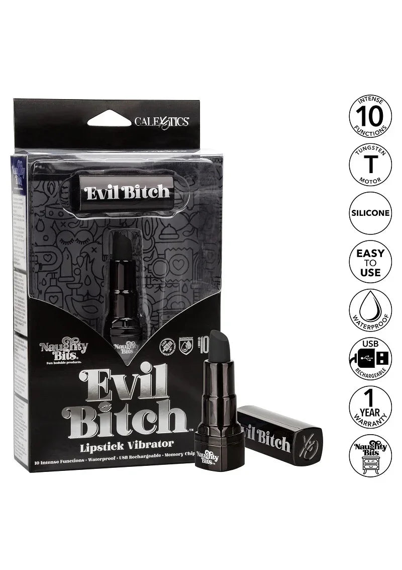 Bestel: Naughty Bits Evil Bitch Lipstick Vibrator by CalExotics - bij Happytoys.nl, happytoys.be, Happytoys.ae: erotische sex webshop | liever Happy dan Easy ⭐⭐⭐⭐⭐
