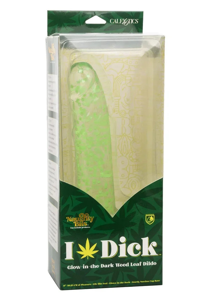 Bestel: Naughty Bits I Leaf Dick Glow - In - The - Dark Weed Leaf Dildo by CalExotics - bij Happytoys.nl, happytoys.be, Happytoys.ae: erotische sex webshop | liever Happy dan Easy ⭐⭐⭐⭐⭐