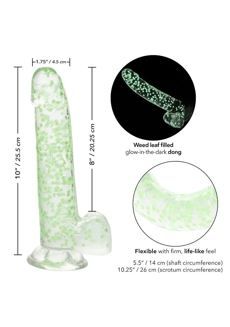 Bestel: Naughty Bits I Leaf Dick Glow - In - The - Dark Weed Leaf Dildo by CalExotics - bij Happytoys.nl, happytoys.be, Happytoys.ae: erotische sex webshop | liever Happy dan Easy ⭐⭐⭐⭐⭐