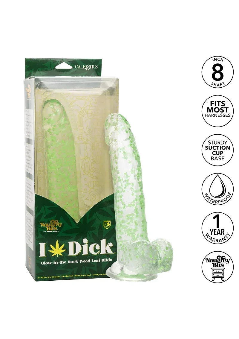 Bestel: Naughty Bits I Leaf Dick Glow - In - The - Dark Weed Leaf Dildo by CalExotics - bij Happytoys.nl, happytoys.be, Happytoys.ae: erotische sex webshop | liever Happy dan Easy ⭐⭐⭐⭐⭐