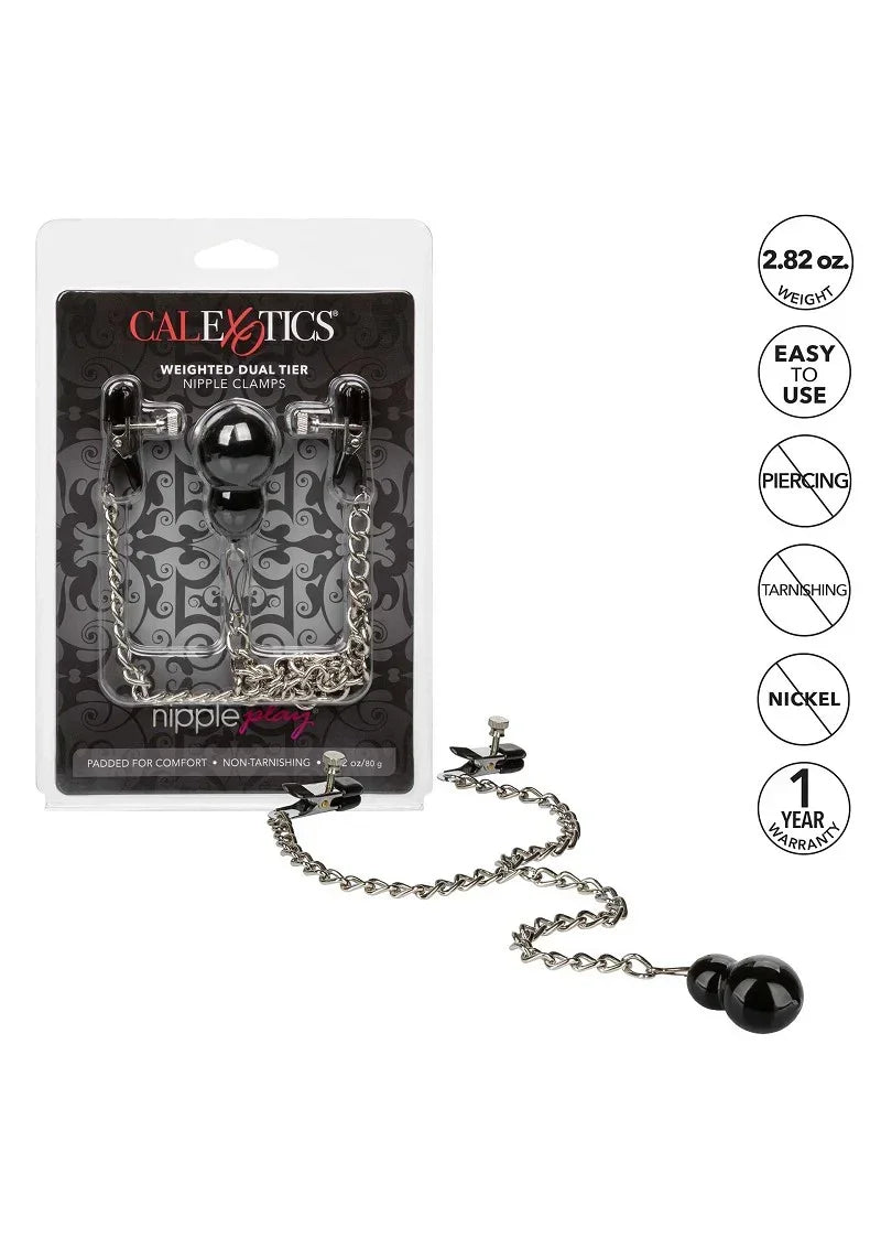 CalExoticsNipplePlayWeightedDualTierNippleClamps5 @ Happytoys Sexshop: online sex shop for Feeling Happy & Easy π the erotic store owned by a woman