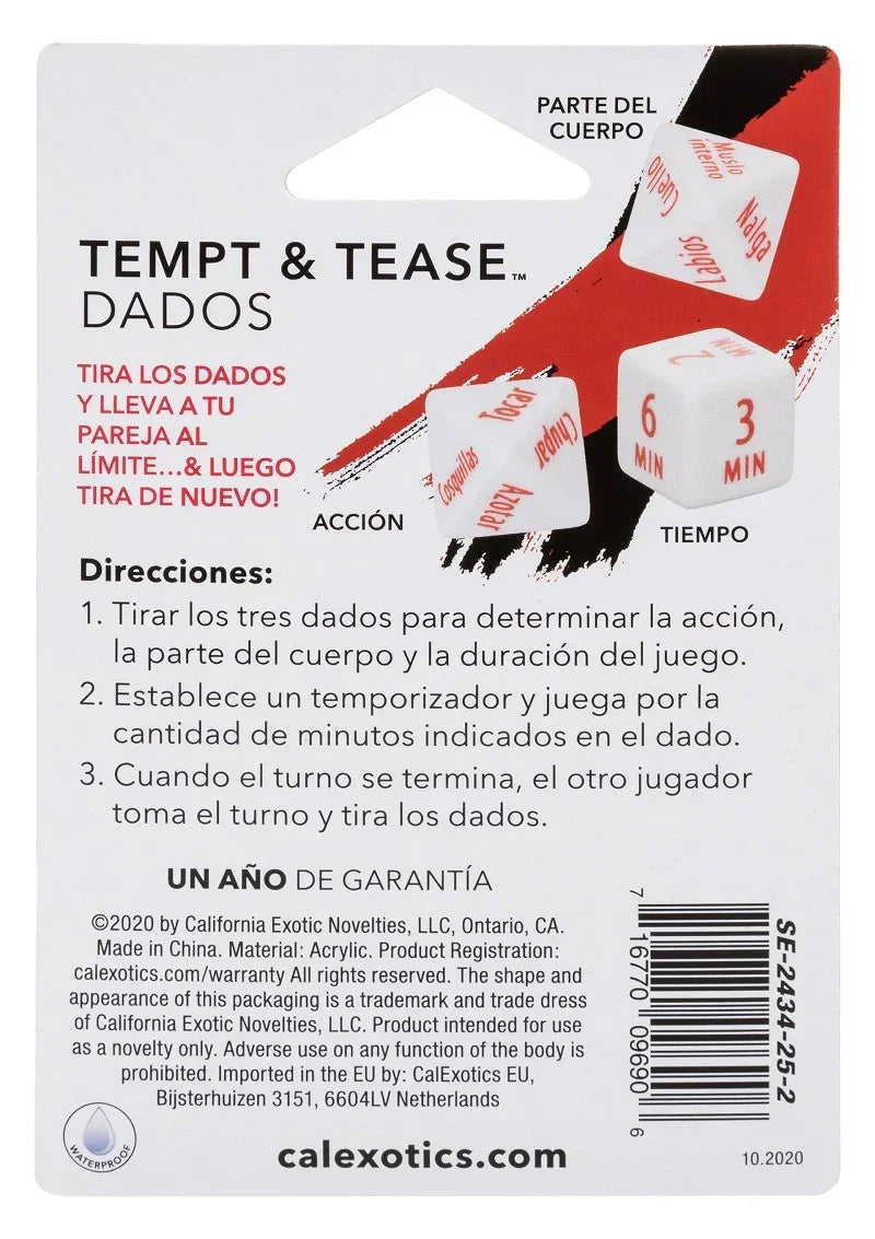 Bestel: Tempt & Tease Dados dice (ESP) by CalExotics - bij Happytoys.nl, happytoys.be, Happytoys.ae: erotische sex webshop | liever Happy dan Easy ⭐⭐⭐⭐⭐