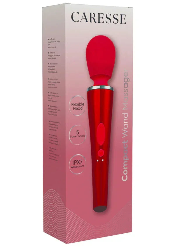 Bestel: Compact Wand Massager Red by Caresse - bij Happytoys.nl, happytoys.be, Happytoys.ae: erotische sex webshop | liever Happy dan Easy ⭐⭐⭐⭐⭐