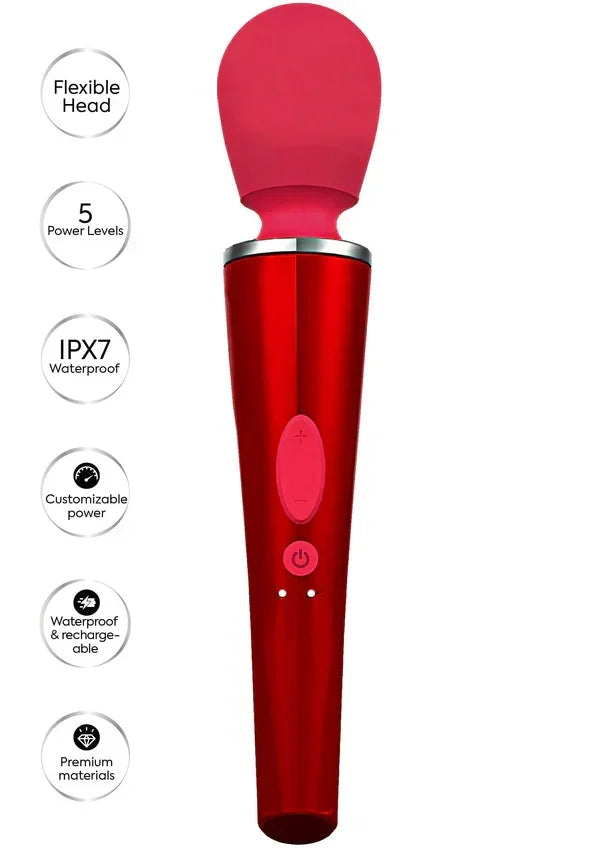 Bestel: Compact Wand Massager Red by Caresse - bij Happytoys.nl, happytoys.be, Happytoys.ae: erotische sex webshop | liever Happy dan Easy ⭐⭐⭐⭐⭐