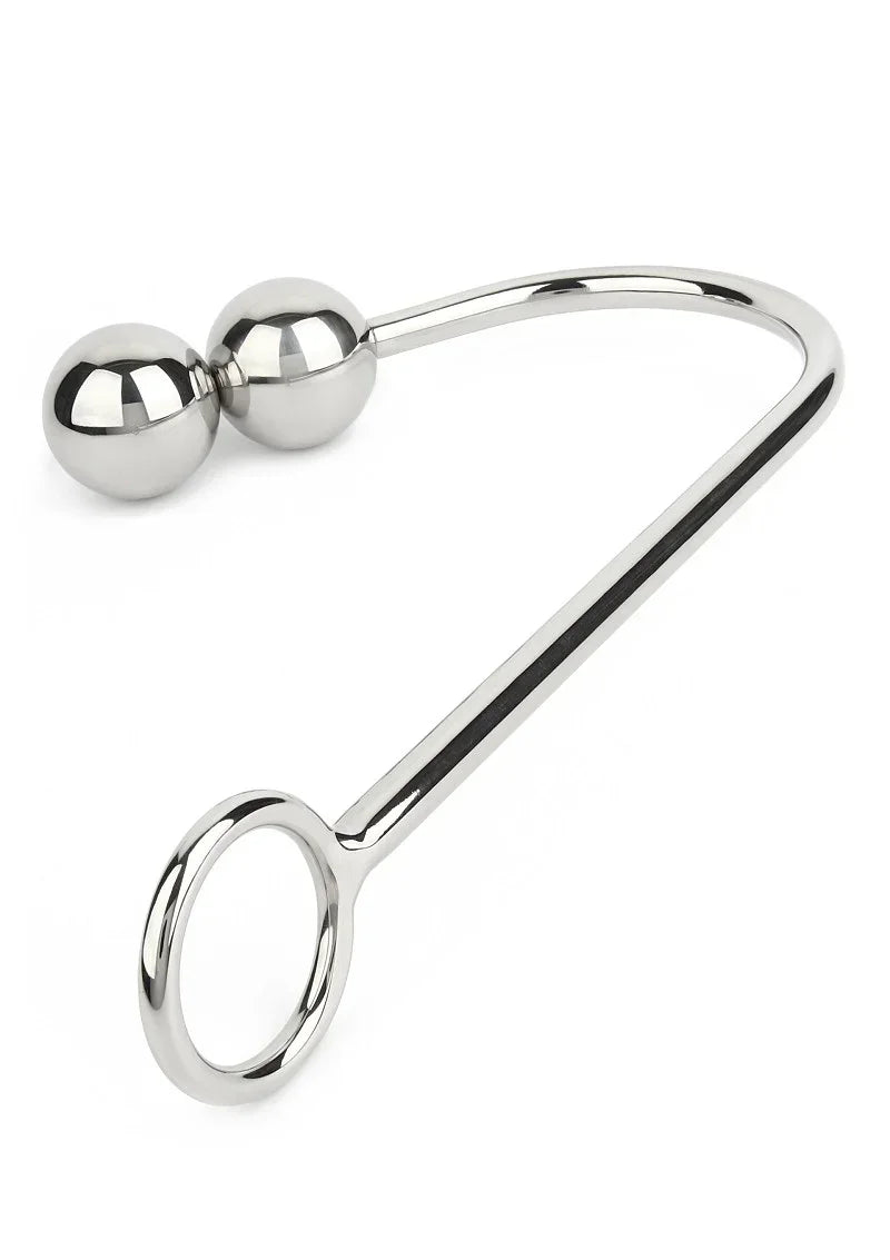 Bestel: Anal Hook Double Balls 40+40mm by Mr. Steel - bij Happytoys.nl, happytoys.be, Happytoys.ae: erotische sex webshop | liever Happy dan Easy ⭐⭐⭐⭐⭐