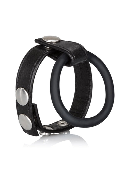 Bestel: Medium Leather Ball Spreader by CalExotics Rings - bij Happytoys: de erotische sex webshop | liever Happy dan Easy ⭐⭐⭐⭐⭐ - Default Title - 12713 - BLACK