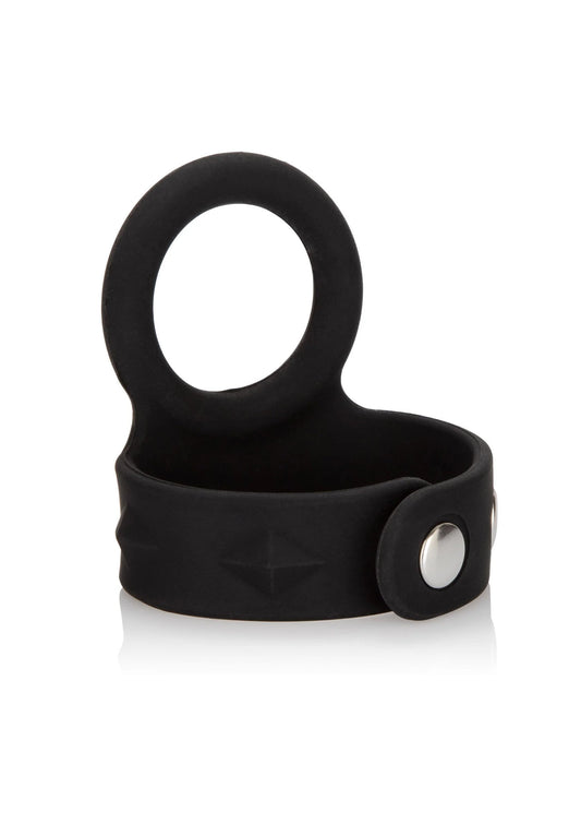 Bestel: Silicone Tri - Snap Scrotum Support Ring - Medium by CalExotics - bij Happytoys: de erotische sex webshop | liever Happy dan Easy ⭐⭐⭐⭐⭐ - Default Title - 12716 - BLACK
