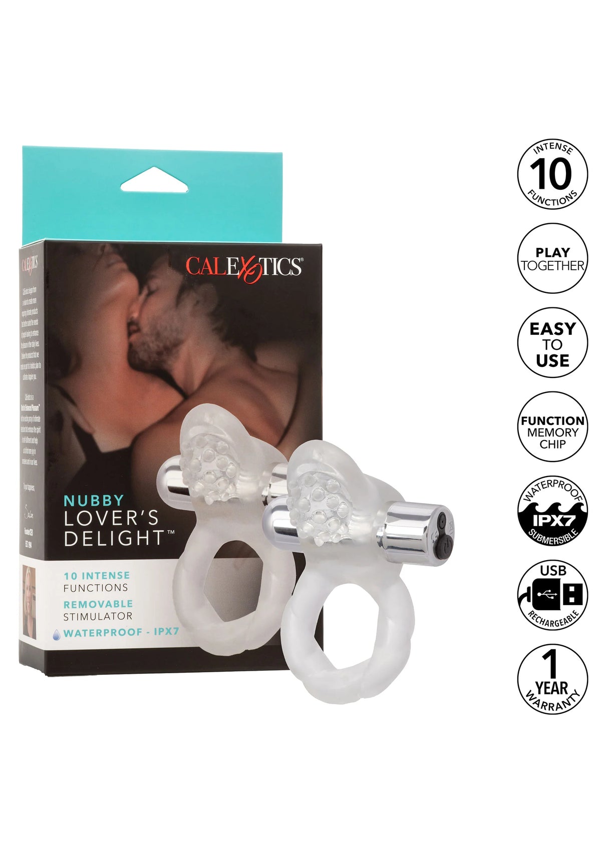 Bestel: Nubby Lover's Delight vibratong cockring by CalExotics - bij Happytoys: de erotische sex webshop | liever Happy dan Easy ⭐⭐⭐⭐⭐