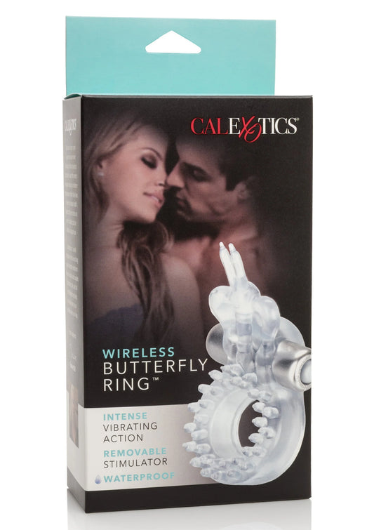 Doos met CalExotics draadloze vlinder-ring en productillustratie