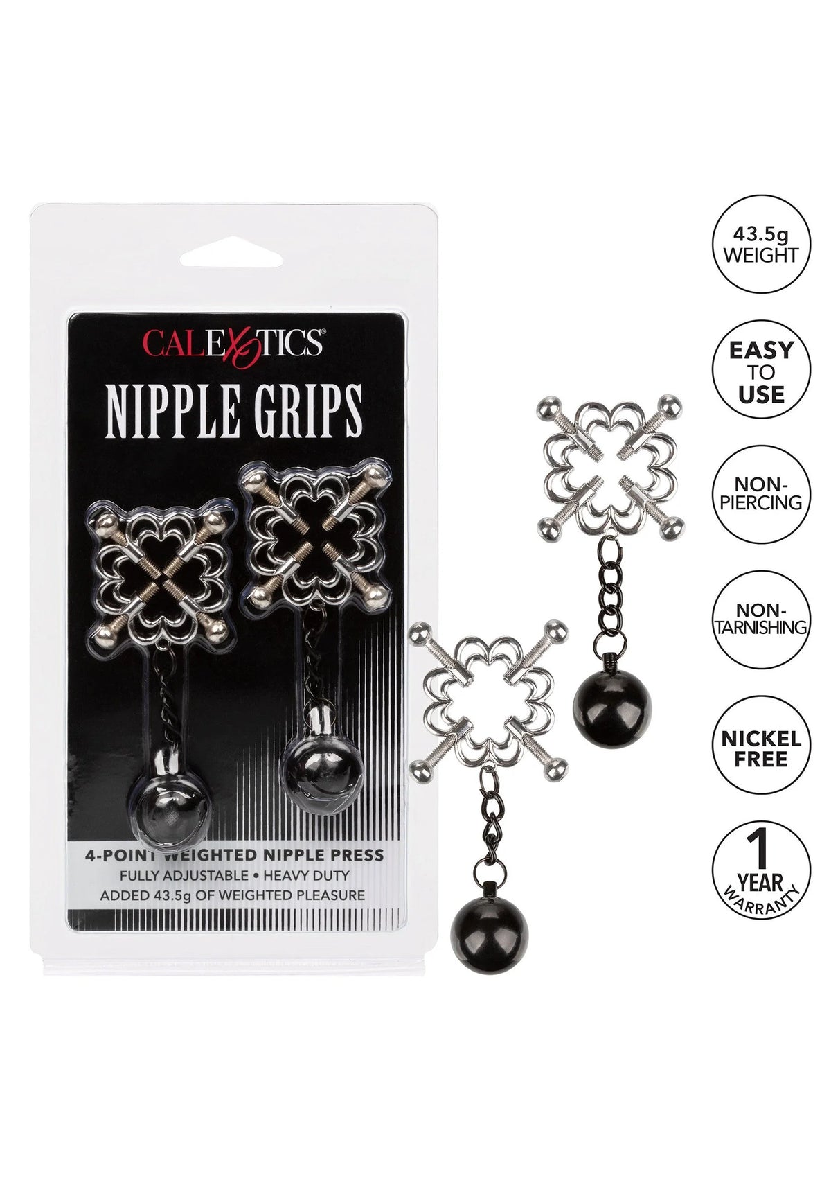 Bestel: 4 - Point Weighted Nipple Press by CalExotics - bij Happytoys: de erotische sex webshop | liever Happy dan Easy ⭐⭐⭐⭐⭐